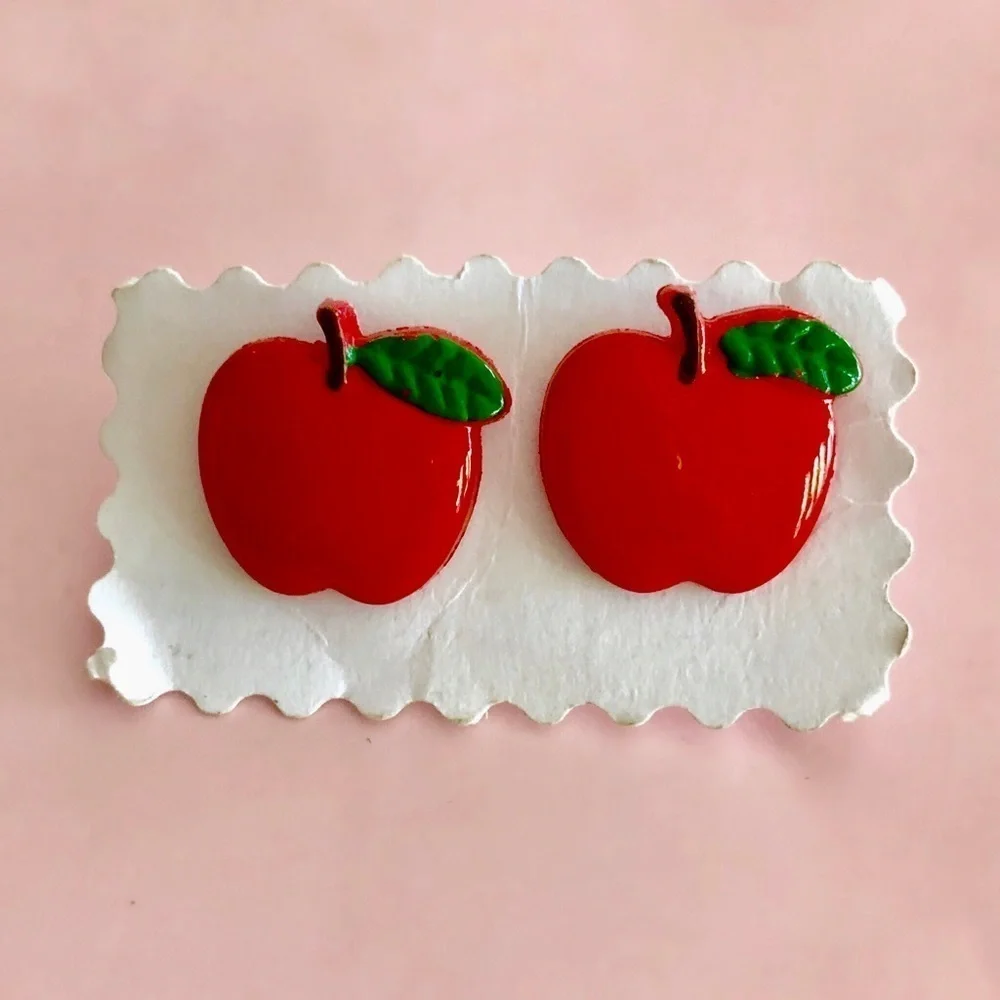🍎 Lovely Red Apple STUD EARRINGS
